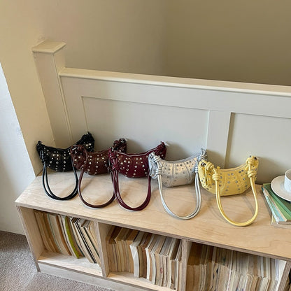 Nieten Texturiertes Lederhandtasche