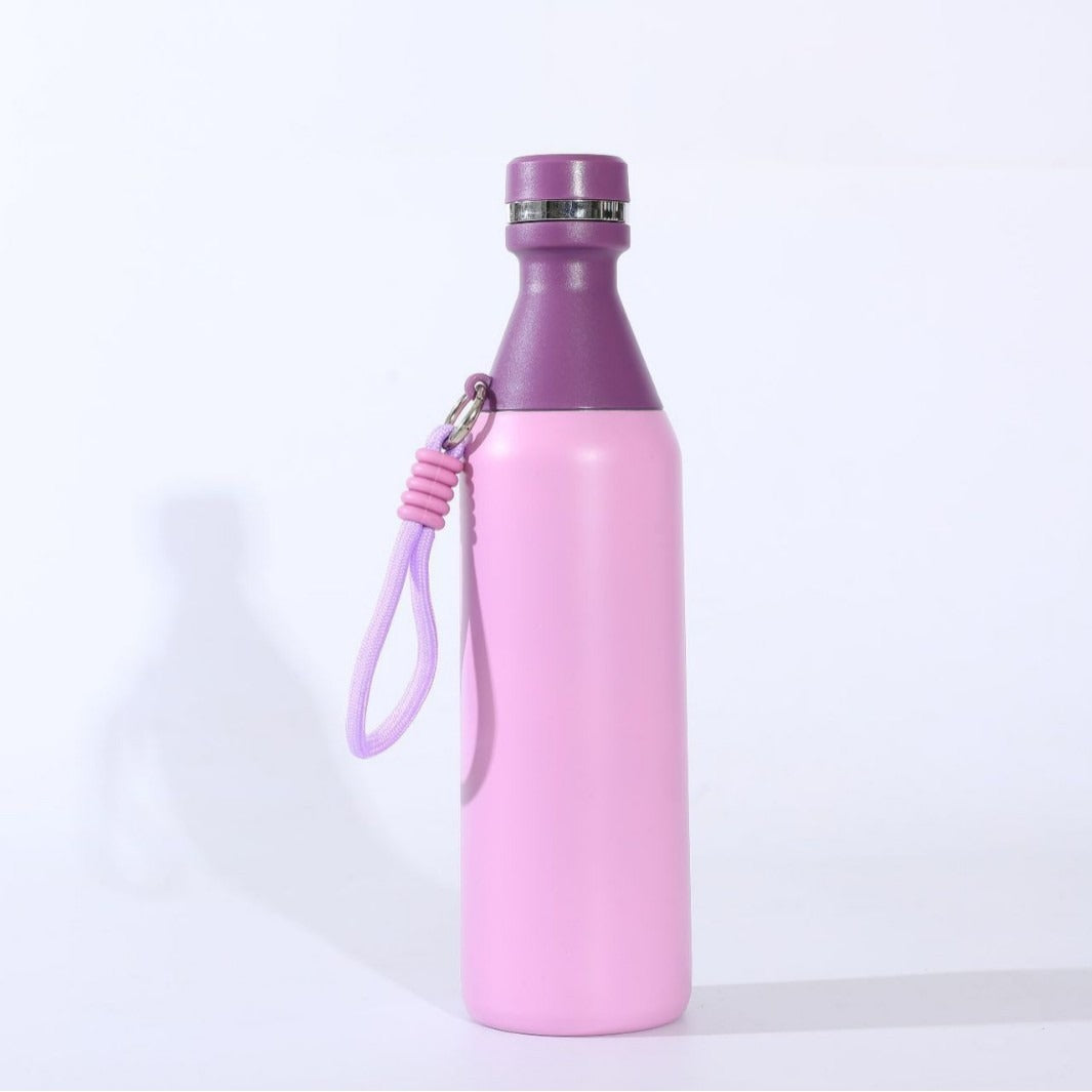 Damen isolierte Edelstahl Trinkflasche mit praktischem Tragegriff Brehn
