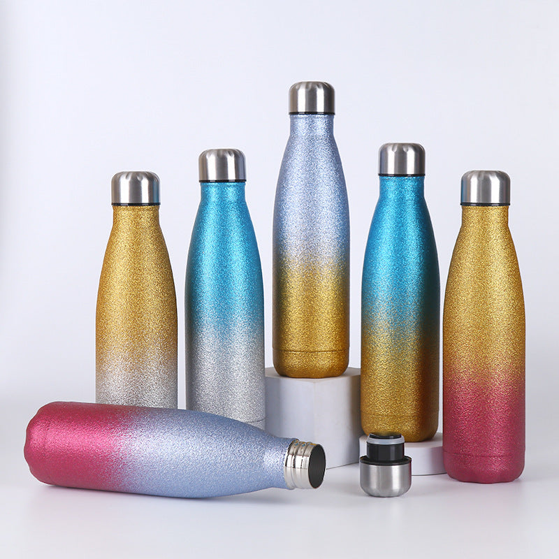 Damen Isolierte Wasserflasche mit eleganter Glitzeroberfläche Brehn