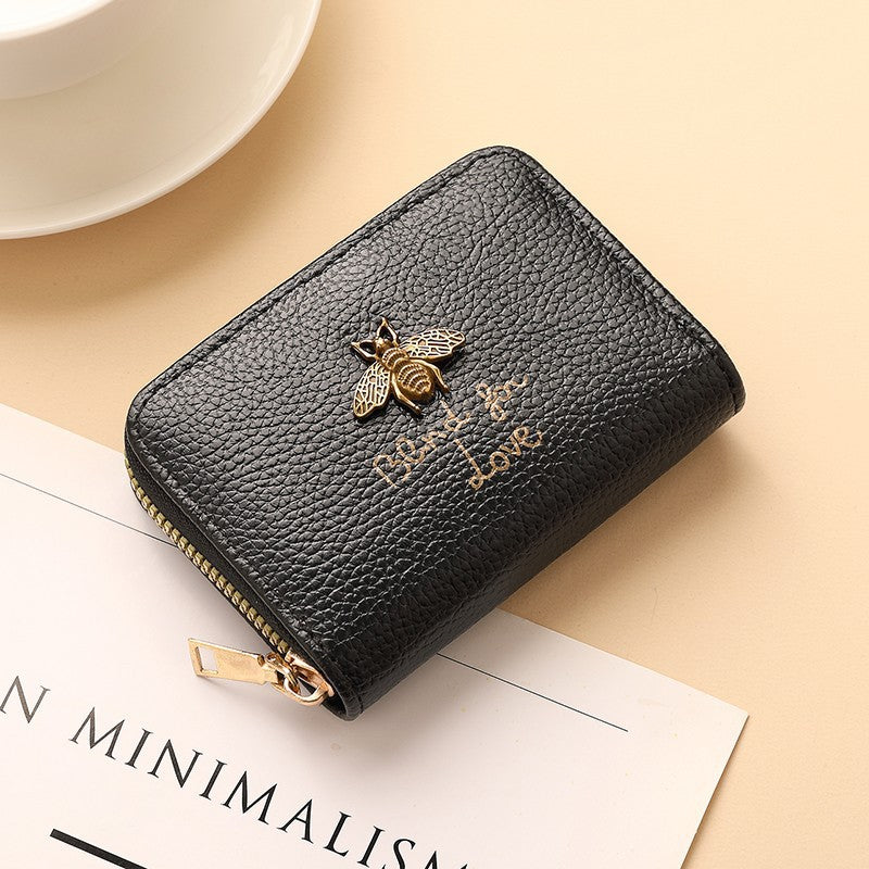 Designer Bee-Beschmückte Leder Reißverschluss-Wallet Brehn