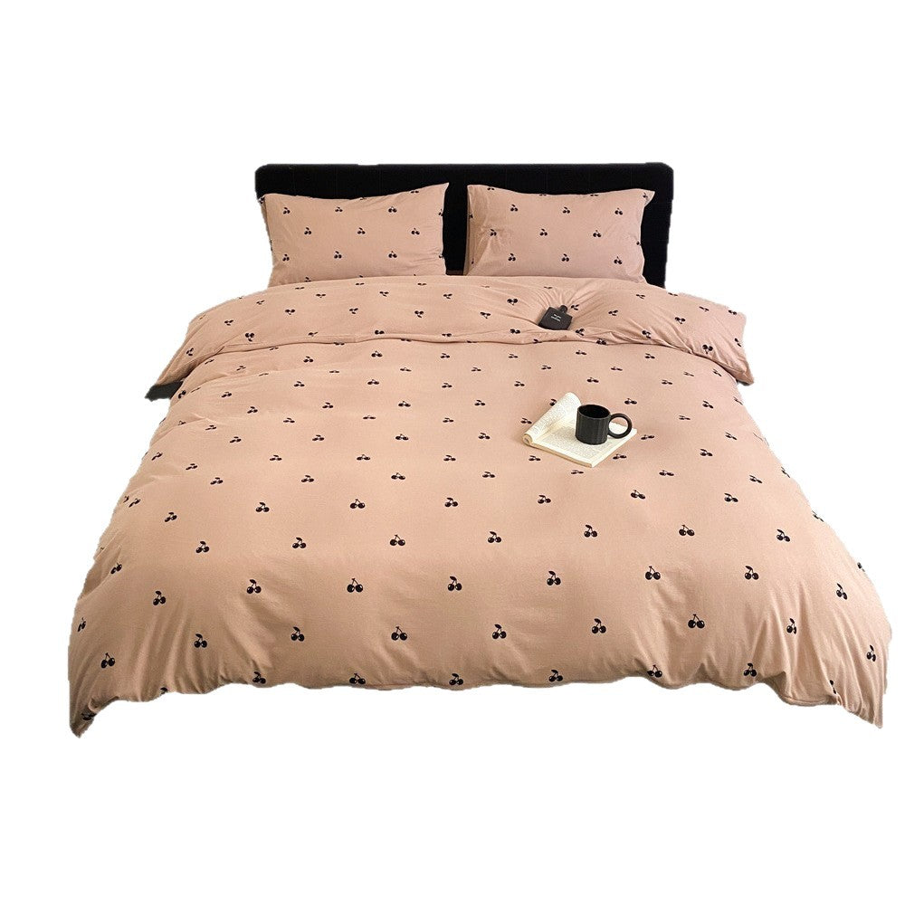 Polka Dot Baumwoll-Percale Bettbezugset mit Eckenbändern