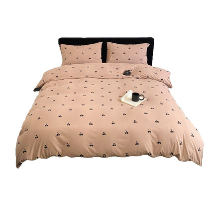 Polka Dot Baumwoll-Percale Bettbezugset mit Eckenbändern