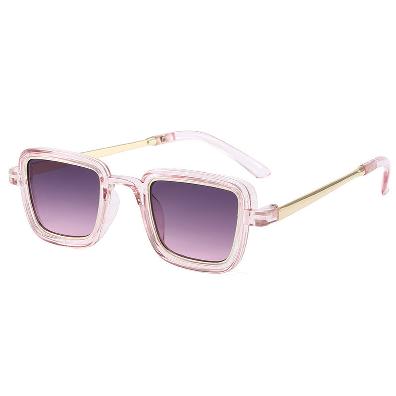 Damen quadratische Sonnenbrille mit transparentem Rahmen und goldenen Akzenten Brehn
