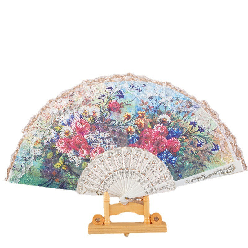 Damen Eleganter Handfächer mit floralen Motiven Brehn