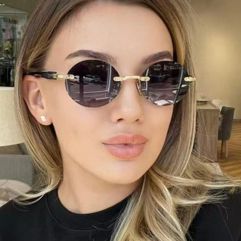 Damen runde Sonnenbrille mit elegantem Holzrahmen und UV-Schutz Brehn