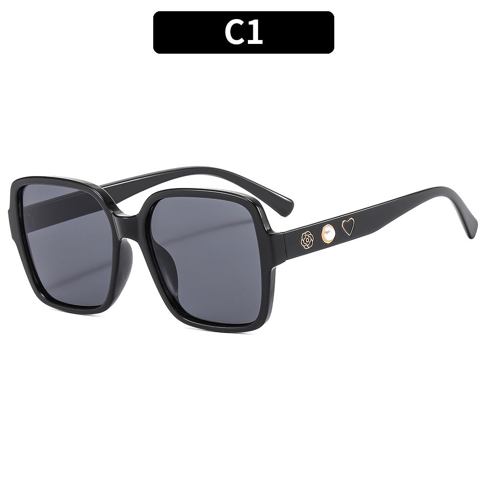 Oversized quadratische Sonnenbrille mit dekorativen Akzenten