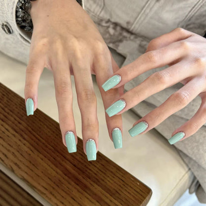 Elegante Glitter Französische Tipp Nagelverlängerungen