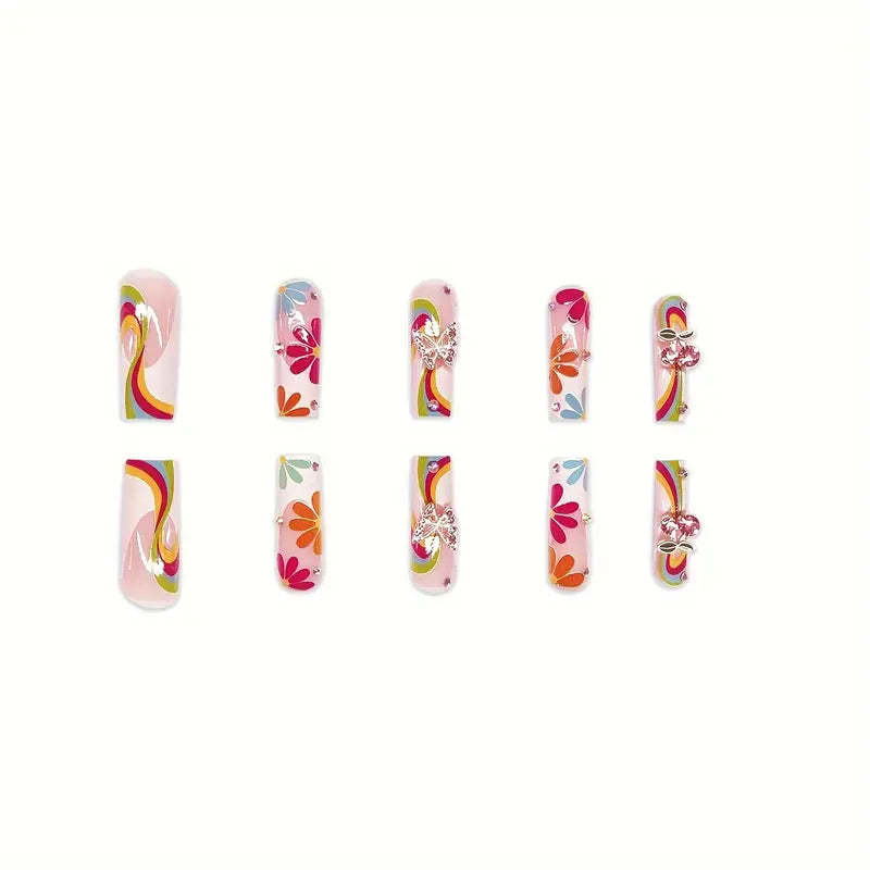 Vibrant Artistic Press-On Nail Set Brehn