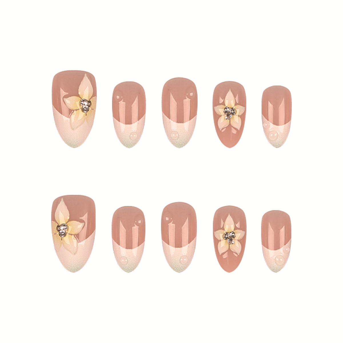 Blumenverziertes Press-On-Nageldesign