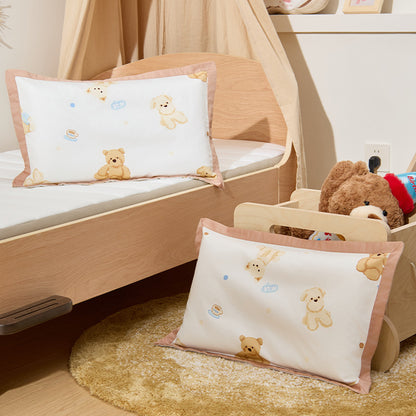 Dekoratives Baumwollkissenbezug-Set mit Cartoon-Tierdruck und Satinrand