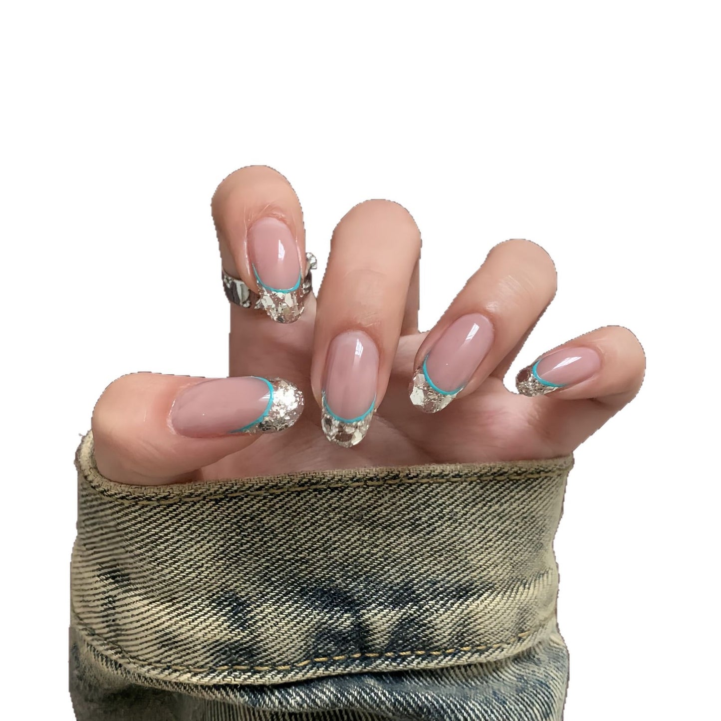 Kunstnägel mit Schimmerndem Glitzer und Elegantem French-Tip Brehn