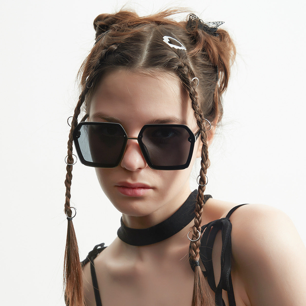 Damen kreative oversized Sonnenbrille mit einzigartiger Geometrie Brehn