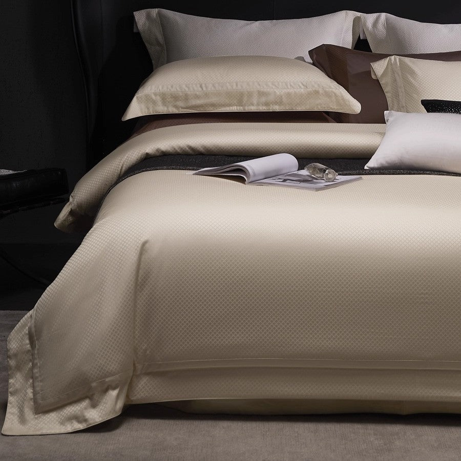 Mikro-Jacquard Satin-Feel Bettbezug und Umschlagkissenbezug Set