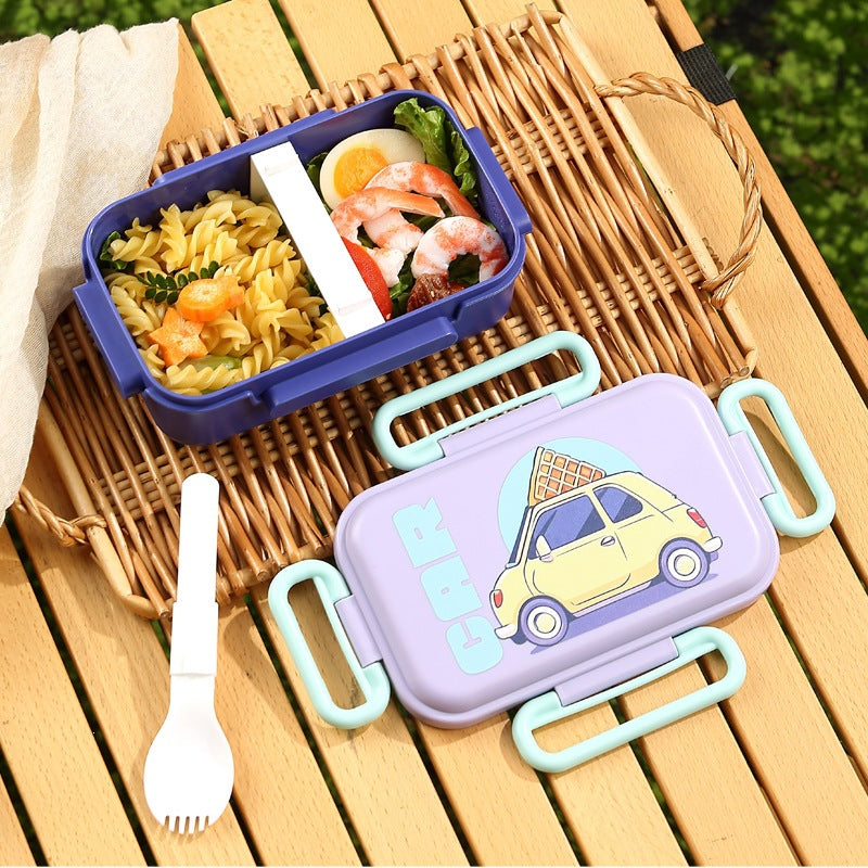 Illustrierte Bento-Lunchbox mit integriertem Besteck