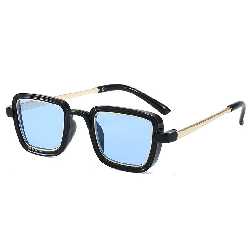 Damen quadratische Sonnenbrille mit transparentem Rahmen und goldenen Akzenten Brehn