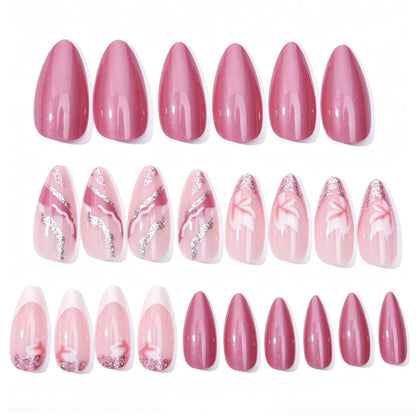 Kunstnagelset mit floralen Mustern und Glitzerelementen Brehn