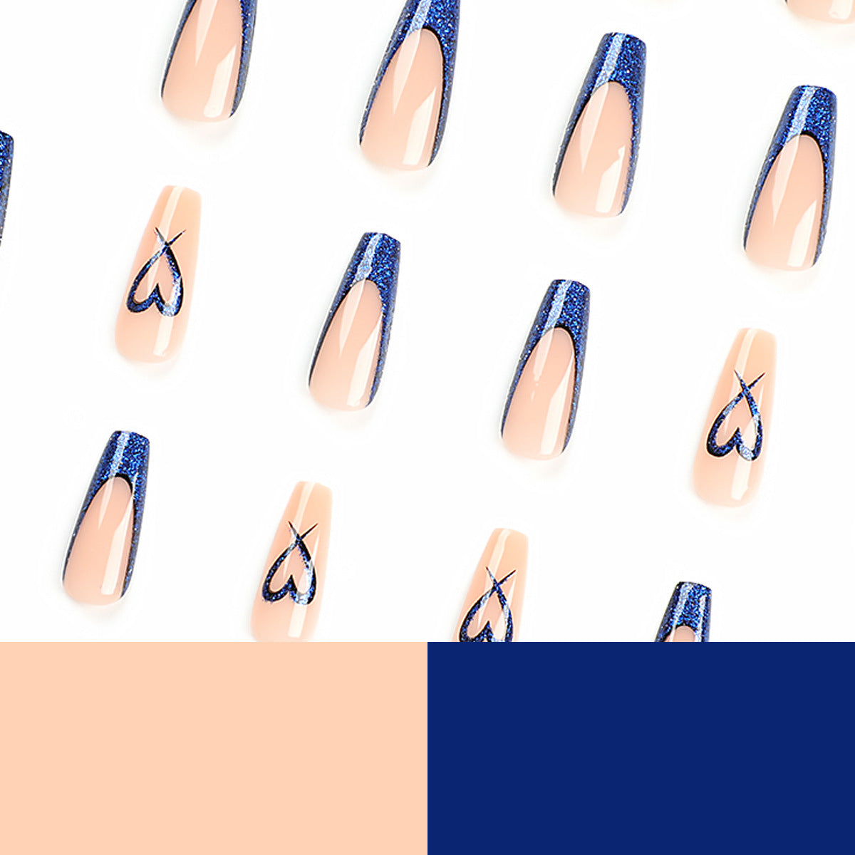 Kunstnägel mit Glitzer-Akzenten und einzigartigem Herzdesign Brehn