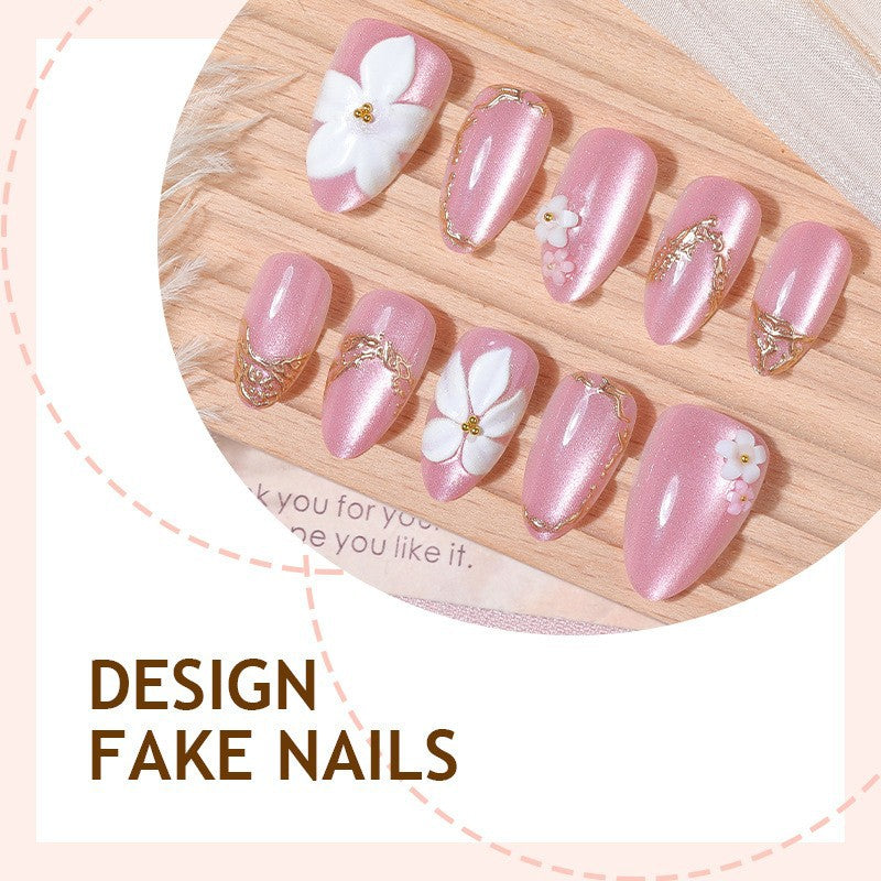 Kunstnagelset mit eleganten Blüten- und Glitzerzeichnungen Brehn