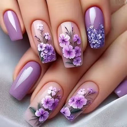 Kunstnagelset mit floralen 3D-Motiven Brehn
