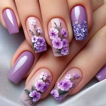 Kunstnagelset mit floralen 3D-Motiven Brehn