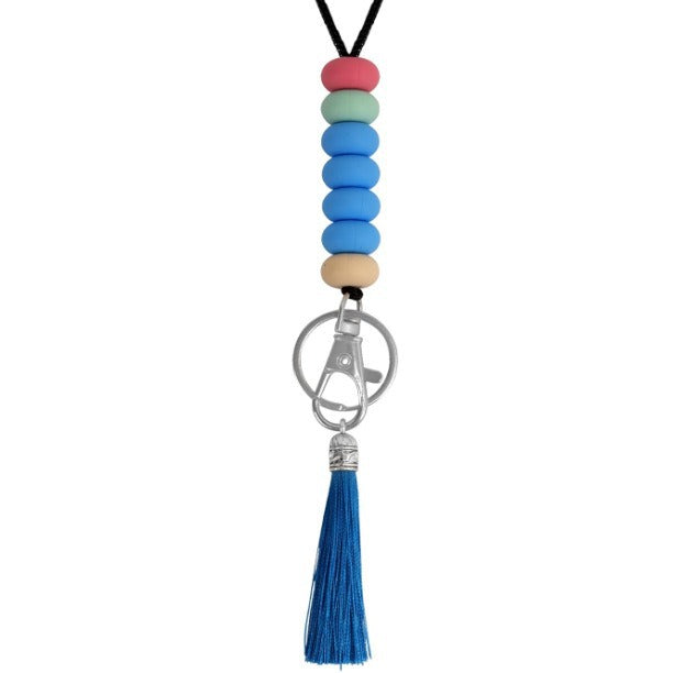 Bunter Perlen-Schlüsselanhänger Lanyard mit Quaste Brehn