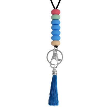 Bunter Perlen-Schlüsselanhänger Lanyard mit Quaste Brehn