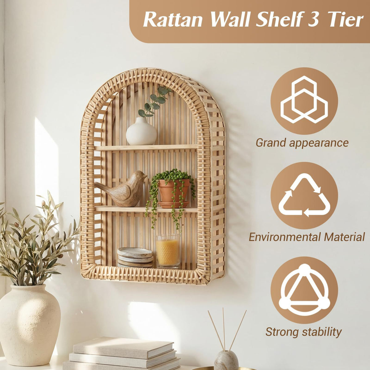 Runde Wandregal Aus Natürlichem Rattan Brehn