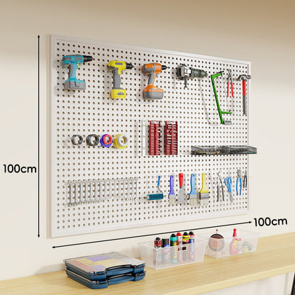 Wandmontierter Lochblech-Werkzeug-Pegboard-Organizer mit modularen Haken und Drahtkörben