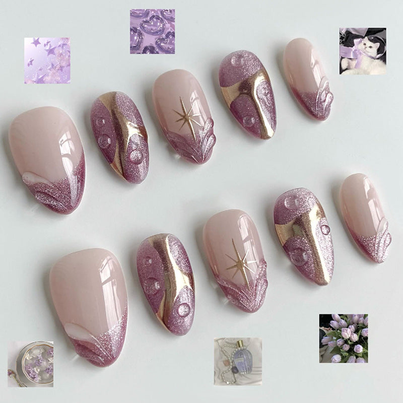 Kunstnagelset mit glamourösen Spitzenakzenten Brehn