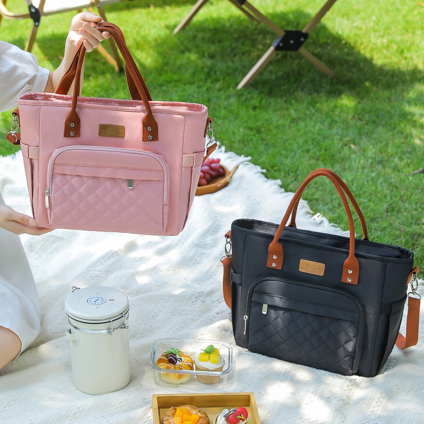 Damen Kühltasche mit mehreren Fächern und verstellbarem Schultergurt Brehn