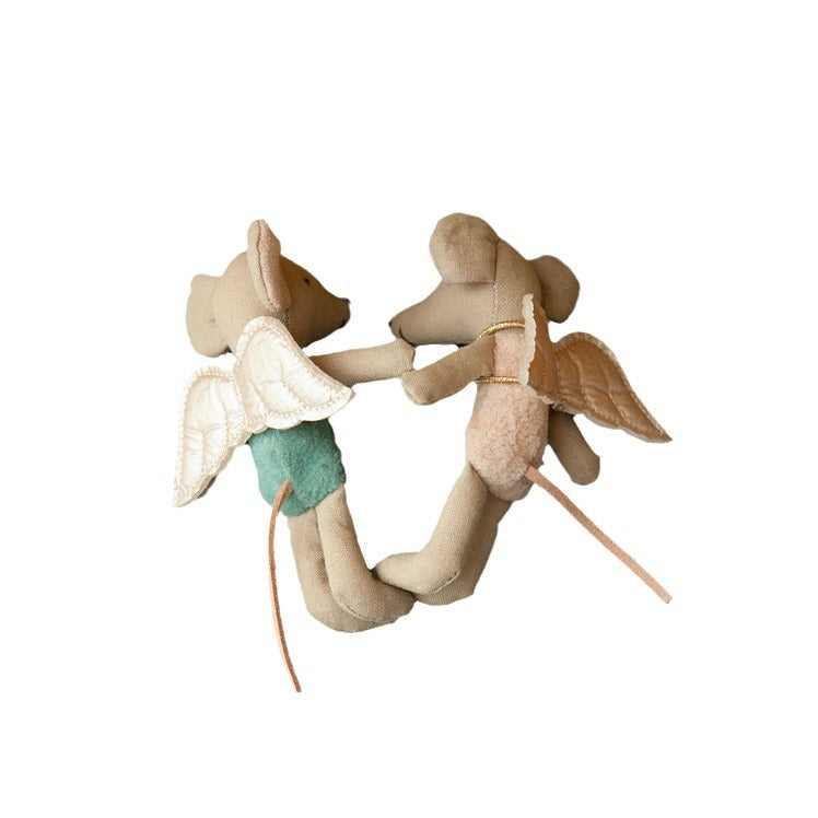 Handgefertigte Baumwolle Maus Puppe mit gehäkeltem Blumenkleid