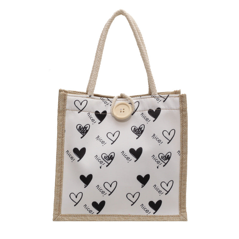 Herz-Muster Canvas Einkaufstasche