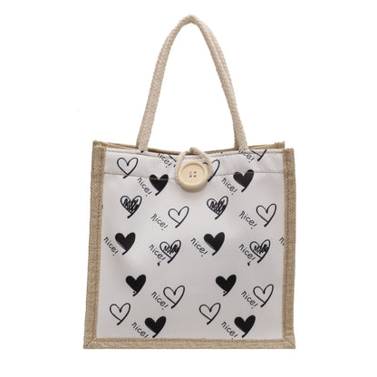 Herz-Muster Canvas Einkaufstasche