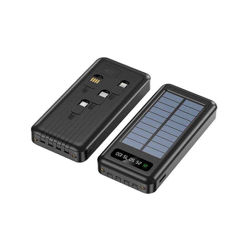 Tragbare Solarpowerbank mit integriertem Ladekabel und digitaler Anzeige Brehn