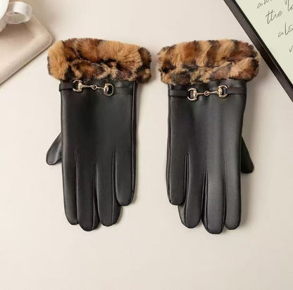 Luxuriöse Kunstpelz-Bündchen-Lederhandschuhe Brehn