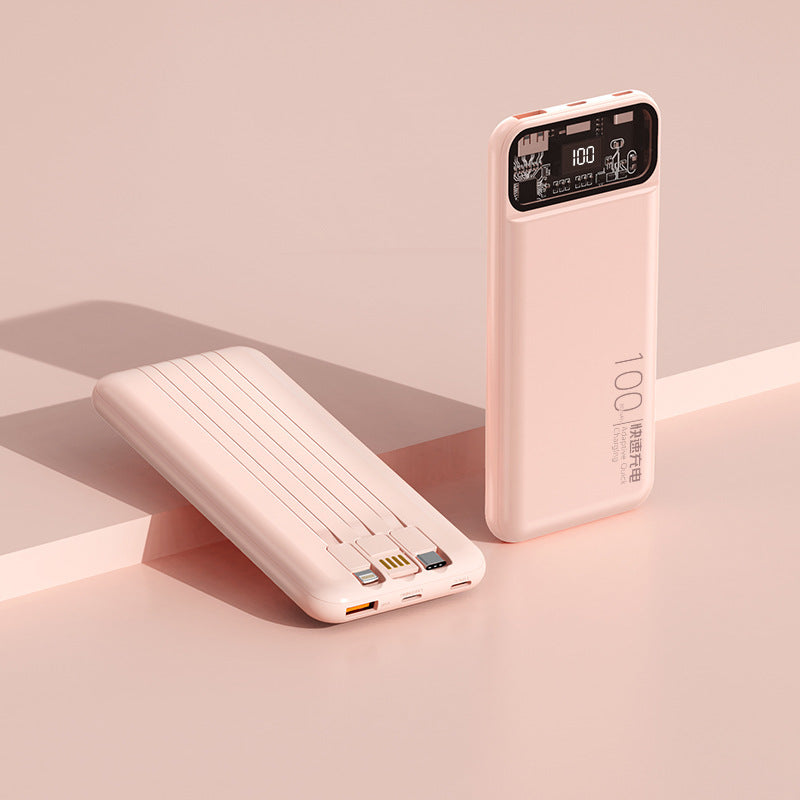 Tragbare Powerbank mit multifunktionalem Kabelsystem und digitaler Anzeige Brehn