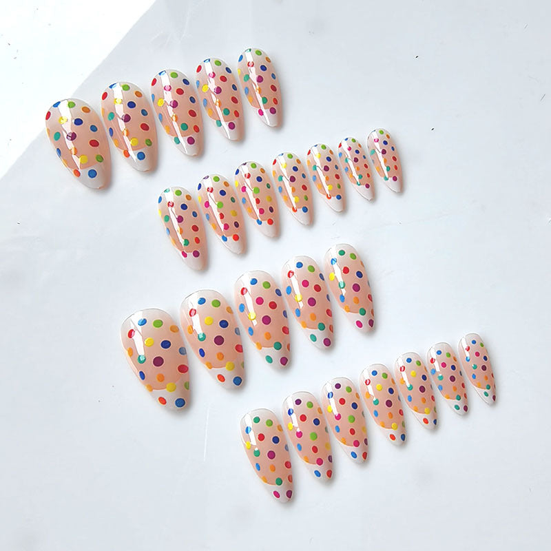 Künstliche Kunstfingernägel mit Buntem Punktedesign Brehn