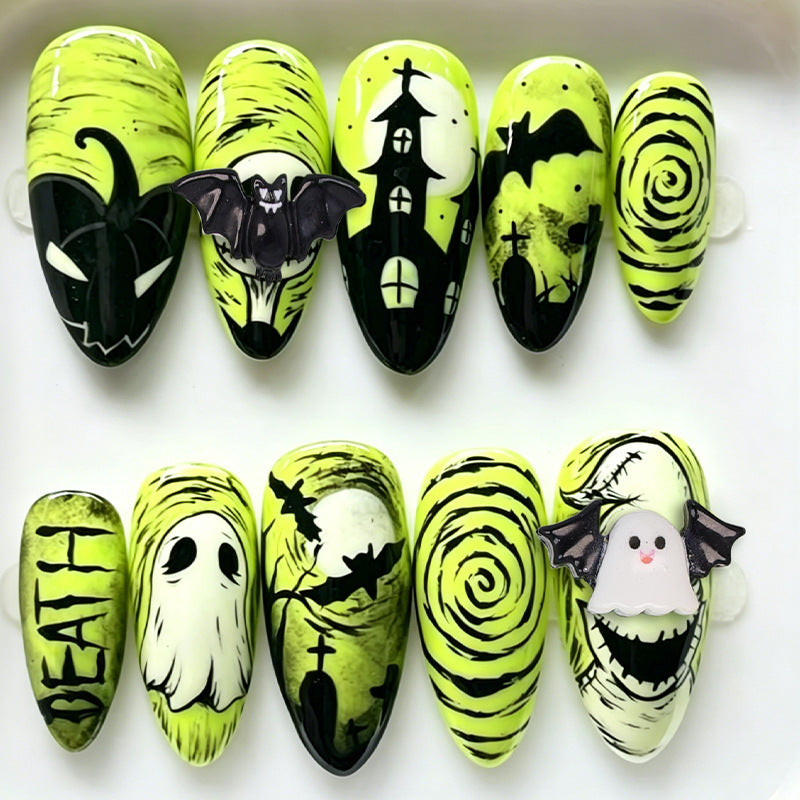 Halloween Kunstnagelset mit gruseligen Motiven und gleitendem Design Brehn