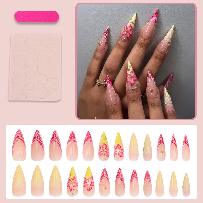 Kunstnagelset mit kreativem Blüten- und Wellenmotiv Brehn