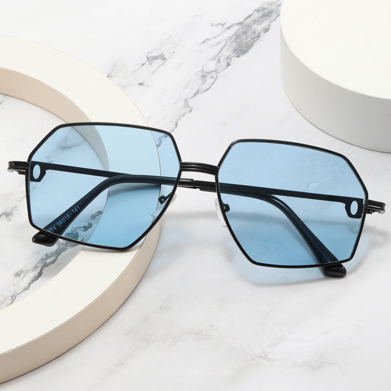 Damen Stylish geometrische Sonnenbrille mit edlem Metallrahmen Brehn