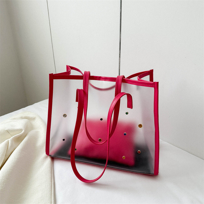 Transparente Mode Tasche mit dekorativen Edelsteinen