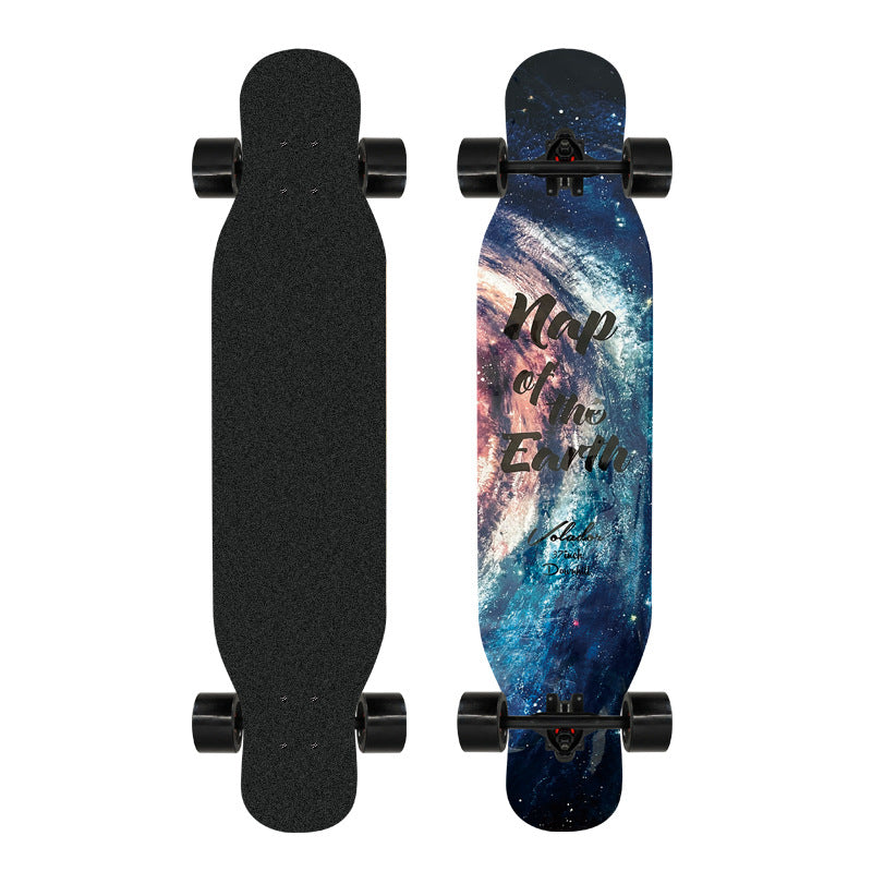 Künstlerisch mit Löwenmotiv verziertes Longboard Brehn