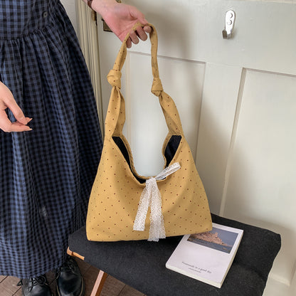 Polka Dot Canvas Hobo Tasche