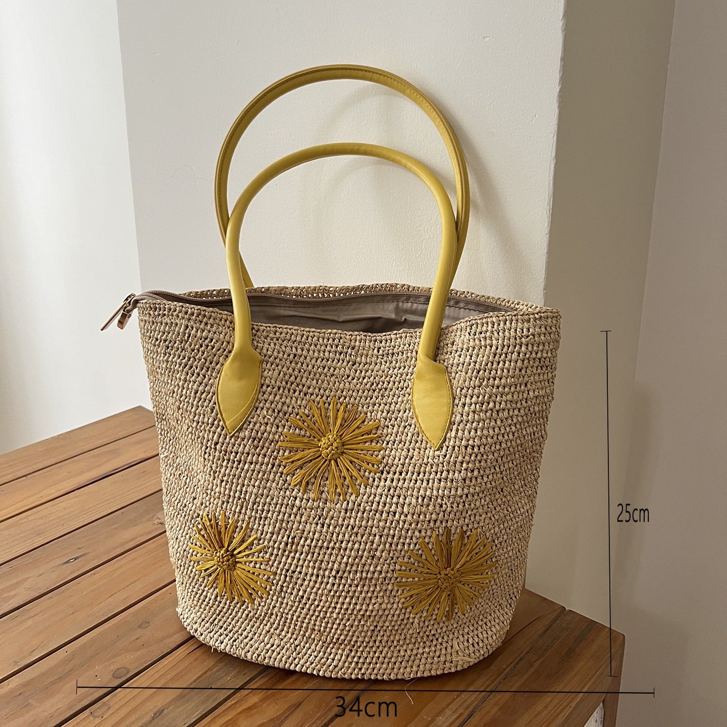 Handgefertigte Strohtasche mit Weichem Innenfutter Brehn