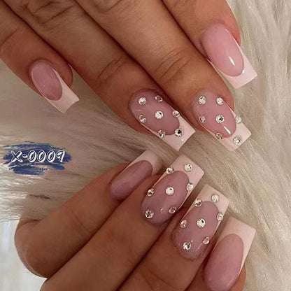 Dekoratives Strass Französisch-Spitze Nagelkunst-Set