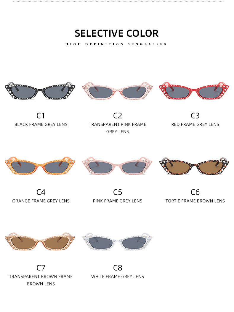 Damen extravagante Cat-Eye Sonnenbrille mit Kristallverzierung Brehn