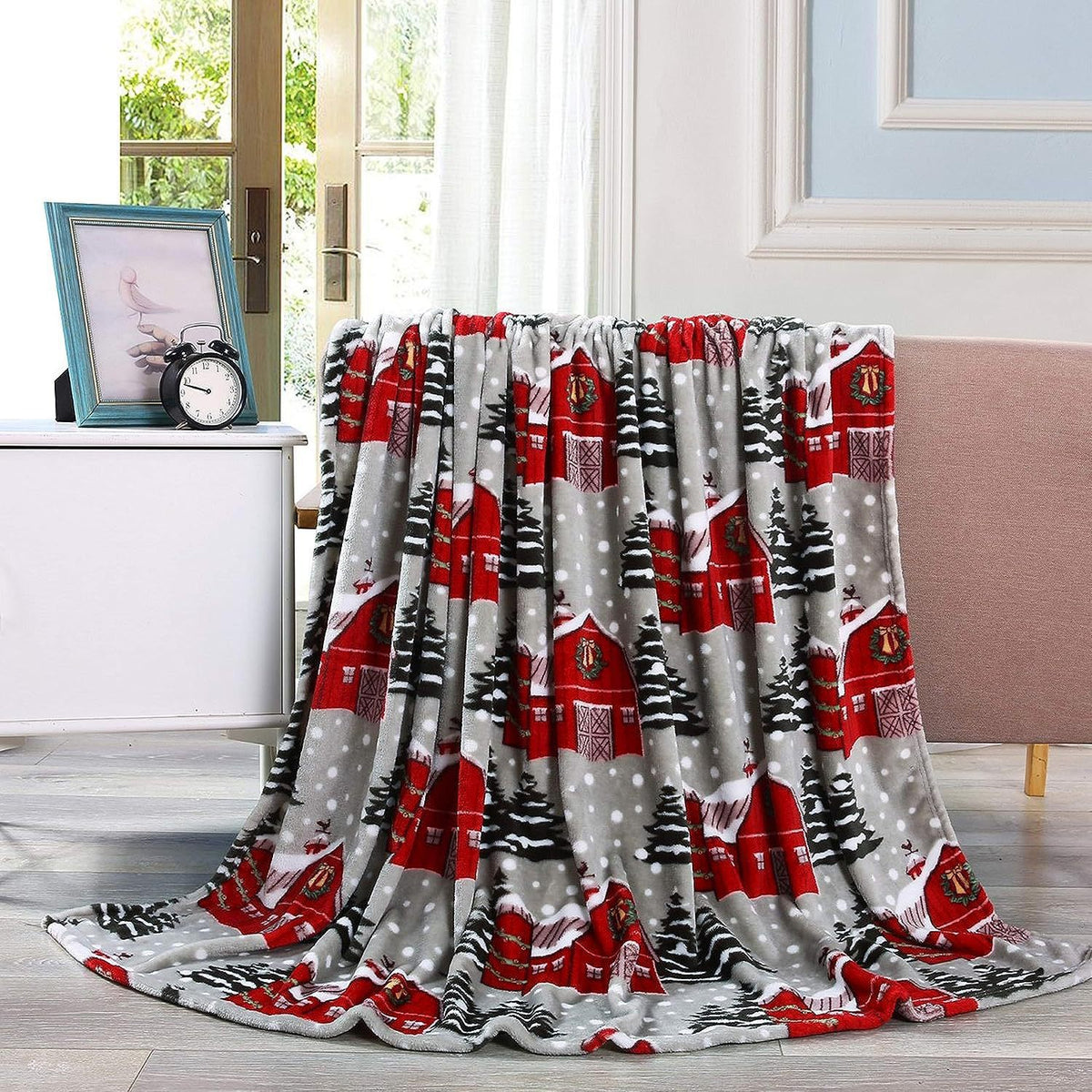 Festliche Santa-Themen Plüsch-Fleece-Decke