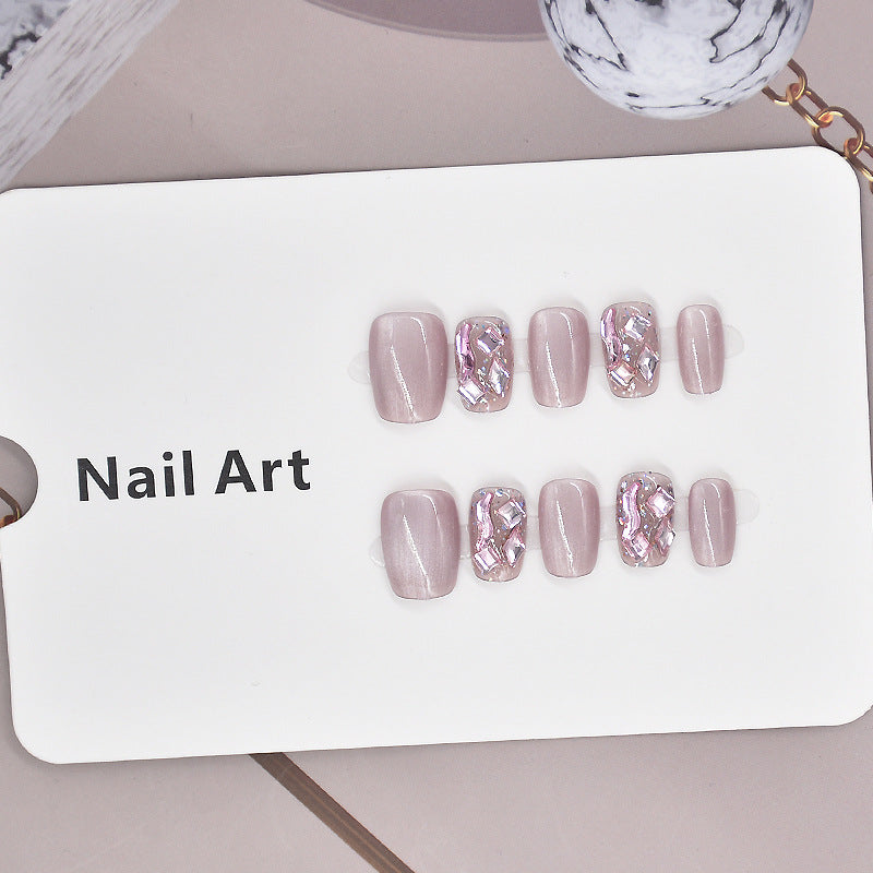 Elegante, glitzernd dekorierte Press-On-Nagelset Brehn