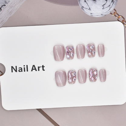 Elegante, glitzernd dekorierte Press-On-Nagelset Brehn