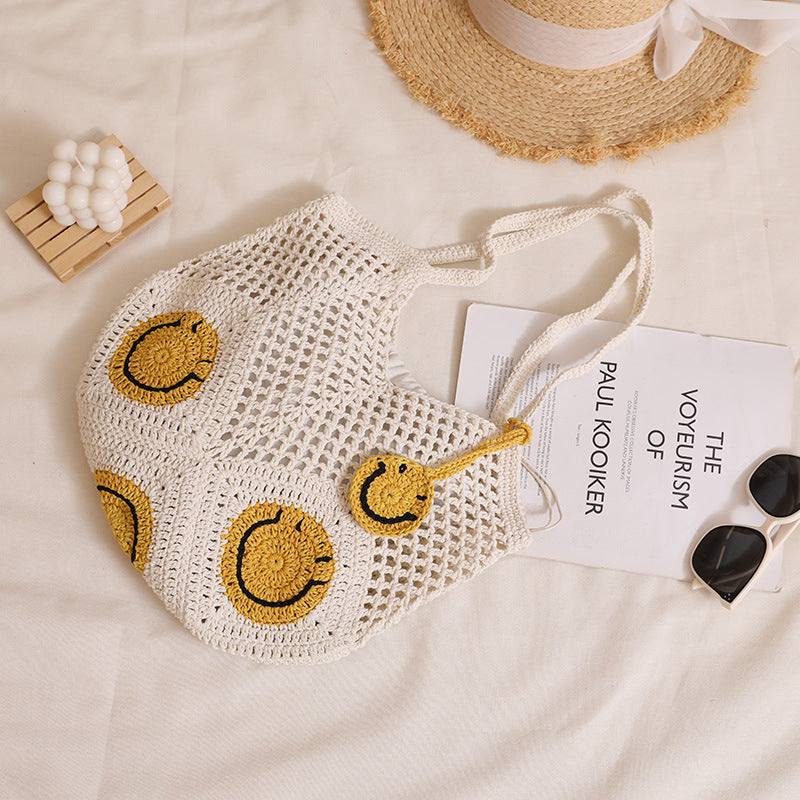 Damen Handgefertigte Makramee Tasche mit fröhlichen Sonnenmotiven Brehn